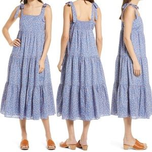 Madewell Tie Strap Tiered Midi Dress